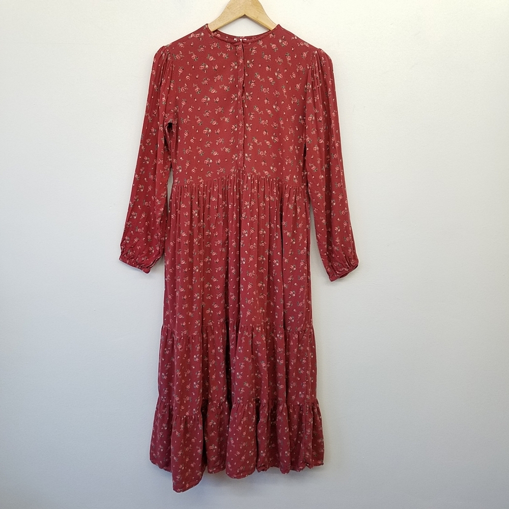 Castro Poplin Cottagecore Floral Tiered Long Sleeve Maxi Dress Size 36